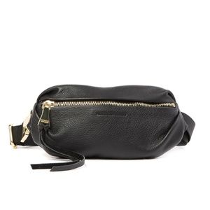 NWT nordstrom's black and gold leather fannypack